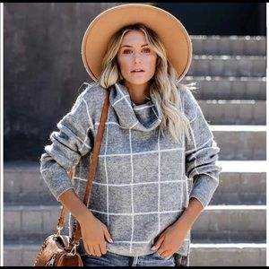 🍁Oversized Plaid Turtleneck Sweater🍁